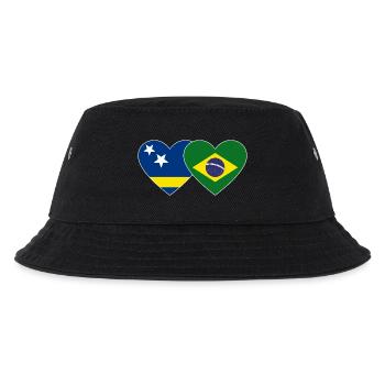 Curacao_Brasilien_Flagge_Herz - Kinder Bucket Hat - Schwarz - Vorne