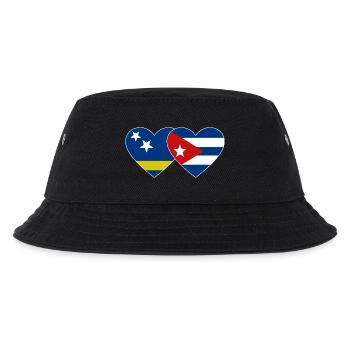 Curacao Kuba Flagge Herz - Kinder Bucket Hat - Schwarz - Vorne
