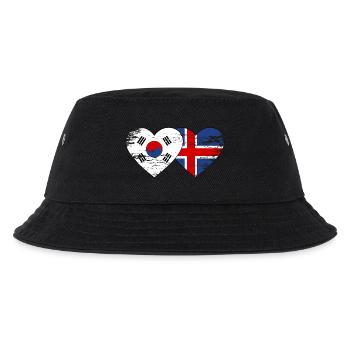 South Korea Iceland flag hands heart shape used - Kids’ Bucket Hat - black - Front