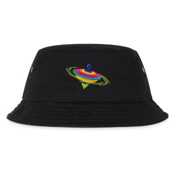farbenfroher rotierender Kreisel - Kinder Bucket Hat - Schwarz - Vorne