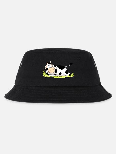 Reading Cow - Kinder Bucket Hat - Schwarz
