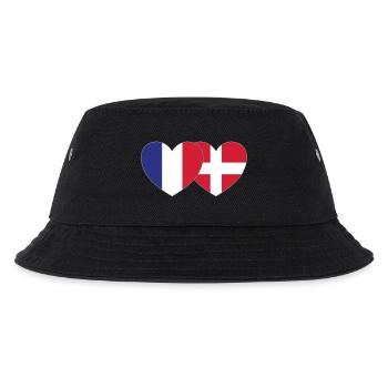 France Denmark Flag Heart - Kids’ Bucket Hat - black - Front