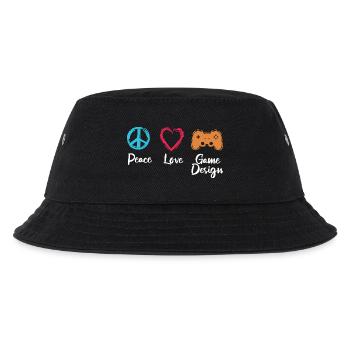 Peace Love Game Design - Kinder Bucket Hat - Schwarz - Vorne