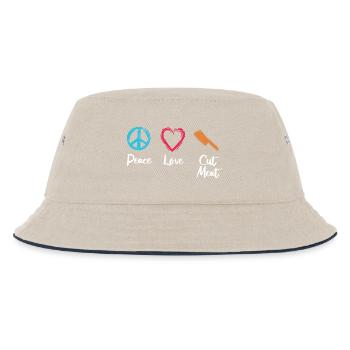 Frieden Liebe Fleisch schneiden - Kinder Bucket Hat - Natur/Navy - Vorne