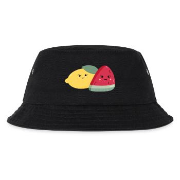 Kawaii Zitrone & Melone - Kinder Bucket Hat - Schwarz - Vorne
