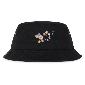 Zweig mit zarten Heckenrosenblüten – Naturdetails - Kinder Bucket Hat - Schwarz - Vorne