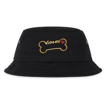 Dog bones with heart and Love lettering - Kids’ Bucket Hat - black - Front