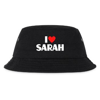 I love Sarah Rotes Herz Romantischer Name Fan - Kinder Bucket Hat - Schwarz - Vorne