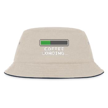 Kaffee Ladebalken Pixel - Kinder Bucket Hat - Natur/Navy - Vorne