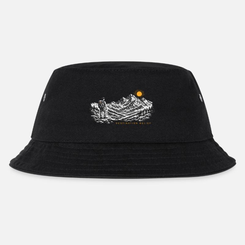 Wanderer Sonnenaufgang Destination Relief Hell - Kinder Bucket Hat - Schwarz