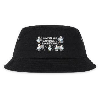 Egal, wie deine Stimme klingt, ich bleibe dran. - Kinder Bucket Hat - Schwarz - Vorne