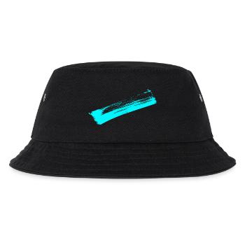 Deko Streifen - Pinsel BLAU - Kinder Bucket Hat - Schwarz - Vorne