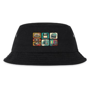Retro Tech Pop: 80er Kassette & TV - Kinder Bucket Hat - Schwarz - Vorne