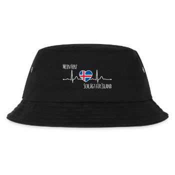 Mein Herz schlägt für Island Skandinavien - Kinder Bucket Hat - Schwarz - Vorne