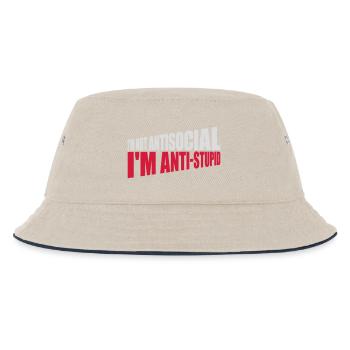 not antisocial anti stupid - Kids’ Bucket Hat - ecru/navy - Front