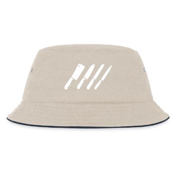 Messer Zeichnung - Kinder Bucket Hat - Natur/Navy - Vorne