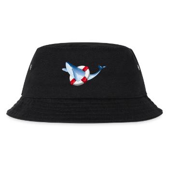 leuchtend blauer Wal Fisch mit Rettungsring - Kinder Bucket Hat - Schwarz - Vorne