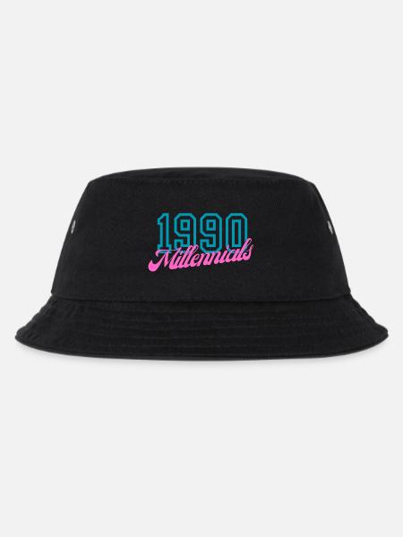 Retro 1990 Millennial Digitaler Stil Design - Kinder Bucket Hat - Schwarz
