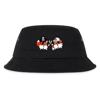 2 Little Cute Pirate Foxes Eye Patch Saber Duel - Kids’ Bucket Hat - black - Front