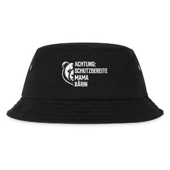 Bald Mama ACHTUNG SCHUTZBEREITE MAMA BÄRIN - Kinder Bucket Hat - Schwarz - Vorne