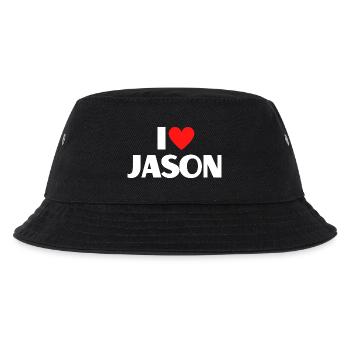 I love Jason Rotes Herz Romantischer Name Fan - Kinder Bucket Hat - Schwarz - Vorne