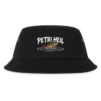 PETRI HEIL – Angler Gruß mit Barsch - Kinder Bucket Hat - Schwarz - Vorne