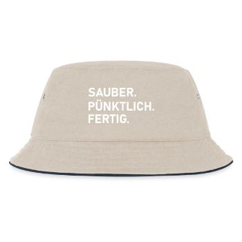 Sauber. Pünktlich. Profi-Arbeit. - Kinder Bucket Hat - Natur/Navy - Vorne