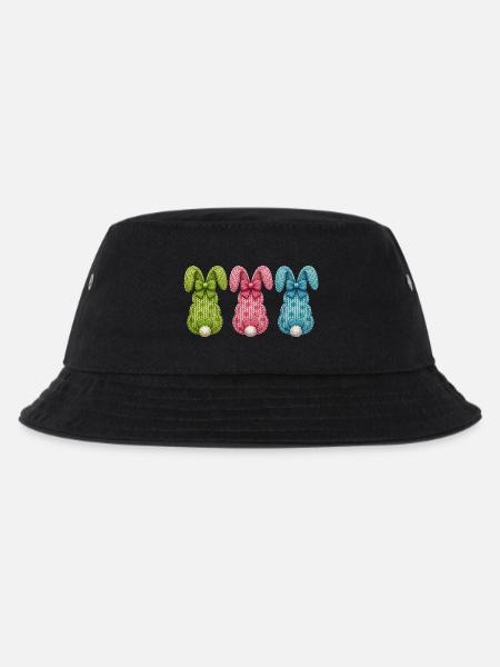 Ostern Drei Osterhasen von hinten in einer Reihe - Kinder Bucket Hat - Schwarz