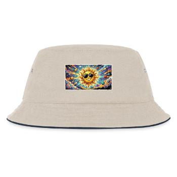 Sonne mit Sonnenbrille im Kosmos - Kinder Bucket Hat - Natur/Navy - Vorne