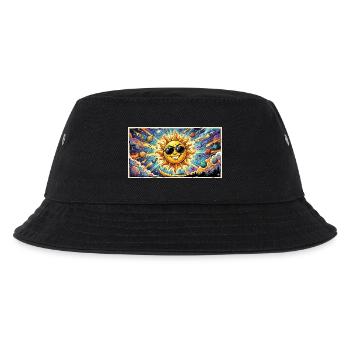 Sonne mit Sonnenbrille im Kosmos - Kinder Bucket Hat - Schwarz - Vorne