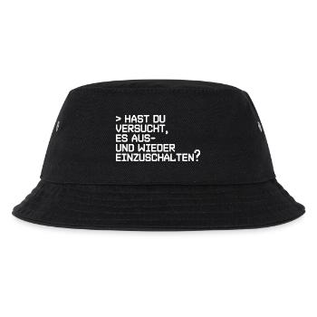 Tech Neustart Spruch: Aus- und Einschalten - Kinder Bucket Hat - Schwarz - Vorne