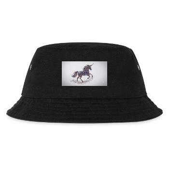 Glitzerndes Einhorn-Mosaik - Kinder Bucket Hat - Schwarz - Vorne
