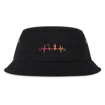 Angeln Sunset Heartbeat Angler Angelrute - Kinder Bucket Hat - Schwarz - Vorne
