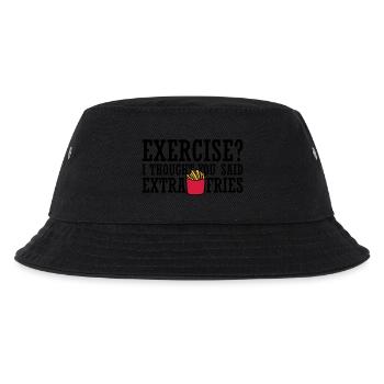 Exercise Extra Fries Quote - Kids’ Bucket Hat - black - Front