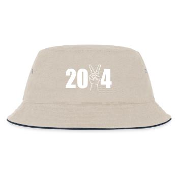 2024 Hand with victory sign - Kids’ Bucket Hat - ecru/navy - Front
