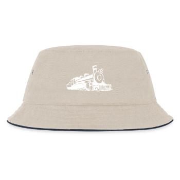 Steam Locomotive Sketch - Kids’ Bucket Hat - ecru/navy - Front