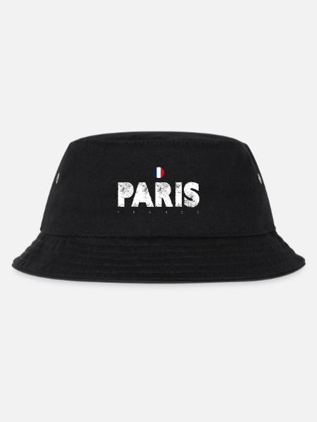 Paris Distressed Glyphen mit französischer Flagge - Kinder Bucket Hat - Schwarz