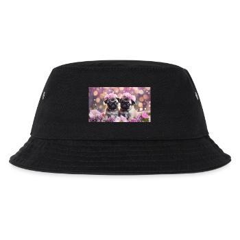 Süße Hundebabys mit Blumenkränzen - Kinder Bucket Hat - Schwarz - Vorne