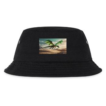 Ein realistischer majestätischer grüner Drache fliegt - Kinder Bucket Hat - Schwarz - Vorne