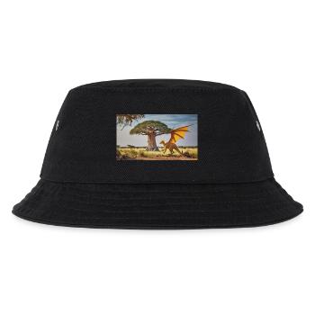 Realistischer orangefarbener Drache in einer afrikanischen Wüste - Kinder Bucket Hat - Schwarz - Vorne