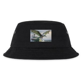 Ein realistischer böser dunkler Drache jagt Fische - Kinder Bucket Hat - Schwarz - Vorne