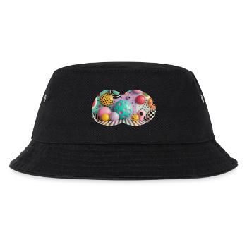 Bunte 3D-Polka-Dot Kunstwelt - Kinder Bucket Hat - Schwarz - Vorne