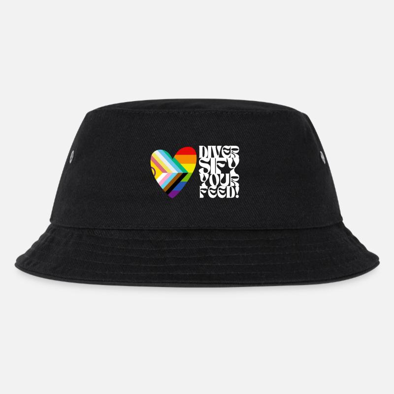 🌈♿ Diversify Your Feed–Progress Pride&Disability - Kinder Bucket Hat - Schwarz