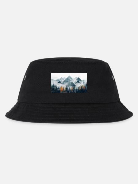Wald Berge - Kinder Bucket Hat - Schwarz