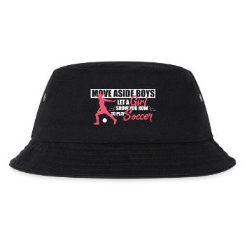 Move Aside Boys Let A Girl Play Soccer - Kinder Bucket Hat - Schwarz - Vorne
