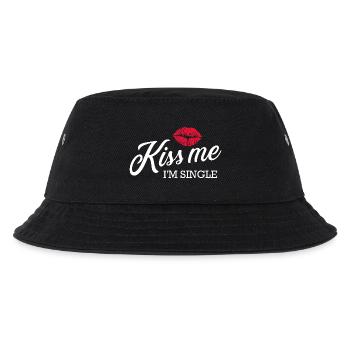 Küss mich, ich bin Single Lippenstift Küss Tee - Kinder Bucket Hat - Schwarz - Vorne