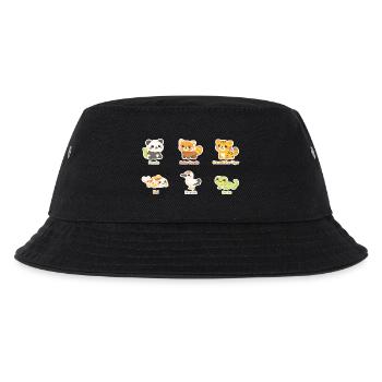 Kuscheltier-Tierfreunde Stickerset - Kinder Bucket Hat - Schwarz - Vorne
