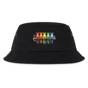 Five colorful frogs with retro glasses - Kids’ Bucket Hat - black - Front