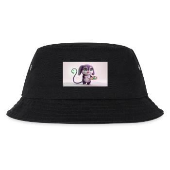 Cute Fluffy Creature Artist with Paint Palette and - Kids’ Bucket Hat - black - Front
