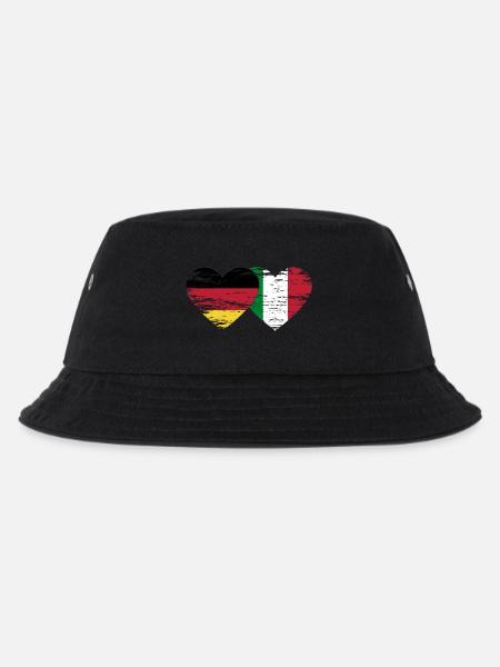 Deutschland Italien Flagge Herz used - Kinder Bucket Hat - Schwarz